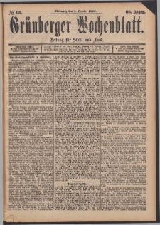 Grünberger Wochenblatt: Zeitung für Stadt und Land, No. 118. (1. October 1890)