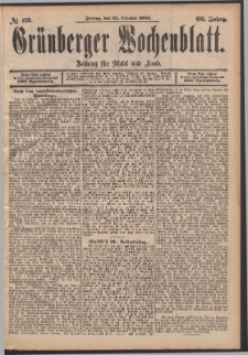 Grünberger Wochenblatt: Zeitung für Stadt und Land, No. 128. (24. October 1890)