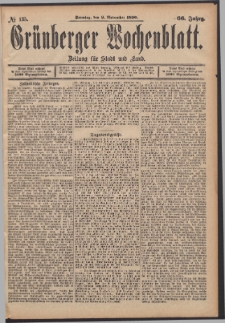 Grünberger Wochenblatt: Zeitung für Stadt und Land, No. 135. (9. November 1890)