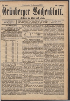 Grünberger Wochenblatt: Zeitung für Stadt und Land, No. 138. (16. November 1890)