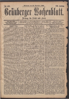 Grünberger Wochenblatt: Zeitung für Stadt und Land, No. 139. (19. November 1890)