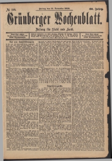 Grünberger Wochenblatt: Zeitung für Stadt und Land, No. 140. (21. November 1890)