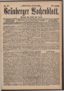 Grünberger Wochenblatt: Zeitung für Stadt und Land, No. 145. (3. December 1890)