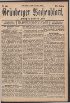 Gr&uuml;nberger Wochenblatt: Zeitung f&uuml;r Stadt und Land, No. 148. (10. December 1890)