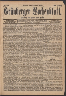 Grünberger Wochenblatt: Zeitung für Stadt und Land, No. 151. (17. December 1890)