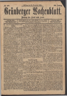 Grünberger Wochenblatt: Zeitung für Stadt und Land, No. 152. (19. December 1890)