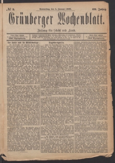 Grünberger Wochenblatt: Zeitung für Stadt und Land, No. 2. (5. Januar 1893)