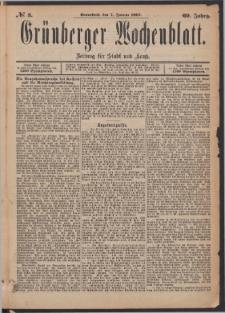 Gr&uuml;nberger Wochenblatt: Zeitung f&uuml;r Stadt und Land, No. 3. (7. Januar 1893)