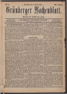 Grünberger Wochenblatt: Zeitung für Stadt und Land, No. 3. (7. Januar 1893)
