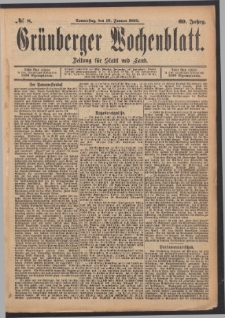 Grünberger Wochenblatt: Zeitung für Stadt und Land, No. 8. (19. Januar 1893)