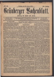 Grünberger Wochenblatt: Zeitung für Stadt und Land, No. 10. (24. Januar 1893)