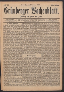 Grünberger Wochenblatt: Zeitung für Stadt und Land, No. 11. (26. Januar 1893)