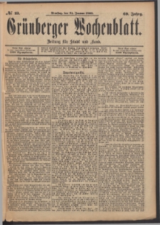 Grünberger Wochenblatt: Zeitung für Stadt und Land, No. 13. (31. Januar 1893)
