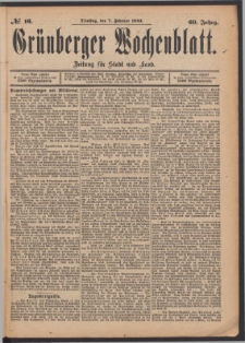 Gr&uuml;nberger Wochenblatt: Zeitung f&uuml;r Stadt und Land, No. 16. (7. Februar 1893)
