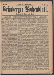 Grünberger Wochenblatt: Zeitung für Stadt und Land, No. 16. (7. Februar 1893)