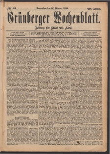Grünberger Wochenblatt: Zeitung für Stadt und Land, No. 23. (23. Februar 1893)