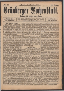 Grünberger Wochenblatt: Zeitung für Stadt und Land, No. 24. (25. Februar 1893)