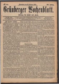 Grünberger Wochenblatt: Zeitung für Stadt und Land, No. 24. (25. Februar 1893)