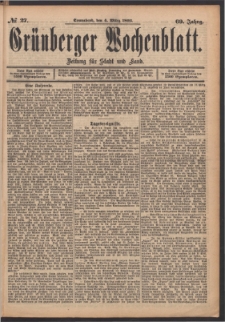 Grünberger Wochenblatt: Zeitung für Stadt und Land, No. 27. (4. März 1893)