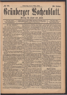 Gr&uuml;nberger Wochenblatt: Zeitung f&uuml;r Stadt und Land, No. 29. (9. M&auml;rz 1893)
