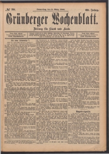 Grünberger Wochenblatt: Zeitung für Stadt und Land, No. 29. (9. März 1893)