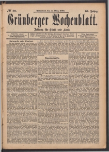 Grünberger Wochenblatt: Zeitung für Stadt und Land, No. 30. (11. März 1893)