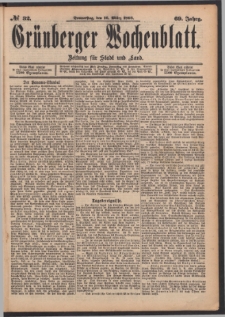 Grünberger Wochenblatt: Zeitung für Stadt und Land, No. 32. (16. März 1893)