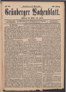 Grünberger Wochenblatt: Zeitung für Stadt und Land, No. 35. (23. März 1893)