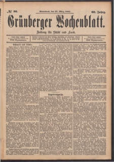 Grünberger Wochenblatt: Zeitung für Stadt und Land, No. 36. (25. März 1893)
