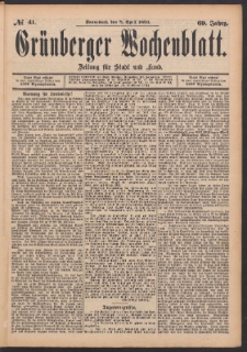 Grünberger Wochenblatt: Zeitung für Stadt und Land, No. 41. (8. April 1893)