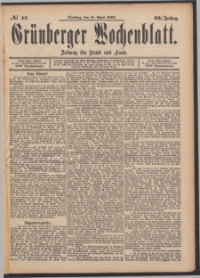 Grünberger Wochenblatt: Zeitung für Stadt und Land, No. 42. (11. April 1893)