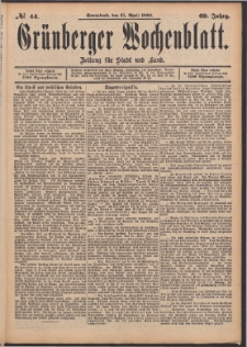 Gr&uuml;nberger Wochenblatt: Zeitung f&uuml;r Stadt und Land, No. 44. (15. April 1893)