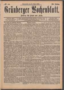 Grünberger Wochenblatt: Zeitung für Stadt und Land, No. 44. (15. April 1893)
