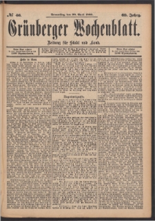 Grünberger Wochenblatt: Zeitung für Stadt und Land, No. 46. (20. April 1893)