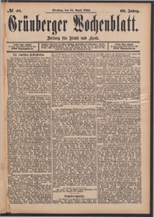 Grünberger Wochenblatt: Zeitung für Stadt und Land, No. 48. (25. April 1893)