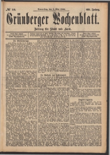 Grünberger Wochenblatt: Zeitung für Stadt und Land, No. 52. (4. Mai 1893)