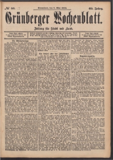 Grünberger Wochenblatt: Zeitung für Stadt und Land, No. 53. (6. Mai 1893)