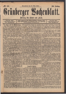 Gr&uuml;nberger Wochenblatt: Zeitung f&uuml;r Stadt und Land, No. 56. (13. Mai 1893)