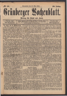 Grünberger Wochenblatt: Zeitung für Stadt und Land, No. 56. (13. Mai 1893)