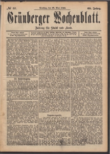 Grünberger Wochenblatt: Zeitung für Stadt und Land, No. 57. (16. Mai 1893)