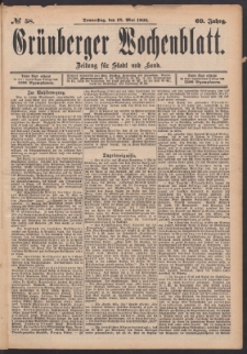 Grünberger Wochenblatt: Zeitung für Stadt und Land, No. 58. (18. Mai 1893)