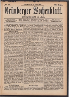 Grünberger Wochenblatt: Zeitung für Stadt und Land, No. 59. (20. Mai 1893)