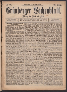 Grünberger Wochenblatt: Zeitung für Stadt und Land, No. 60. (25. Mai 1893)