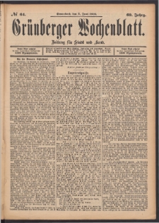 Grünberger Wochenblatt: Zeitung für Stadt und Land, No. 64. (3. Juni 1893)