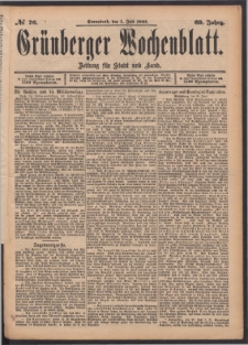 Grünberger Wochenblatt: Zeitung für Stadt und Land, No. 76. (1. Juli 1893)