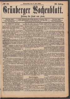 Grünberger Wochenblatt: Zeitung für Stadt und Land, No. 79. (8. Juli 1893)