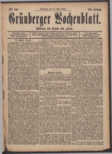 Gr&uuml;nberger Wochenblatt: Zeitung f&uuml;r Stadt und Land, No. 80. (11. Juli 1893)