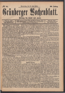 Grünberger Wochenblatt: Zeitung für Stadt und Land, No. 81. (13. Juli 1893)