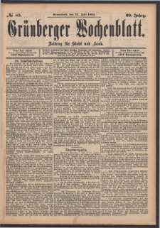Grünberger Wochenblatt: Zeitung für Stadt und Land, No. 85. (22. Juli 1893)