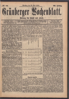 Grünberger Wochenblatt: Zeitung für Stadt und Land, No. 86. (25. Juli 1893)
